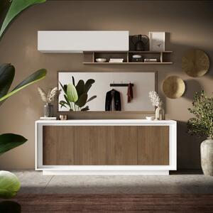 Luna Four Door Sideboard - Matt White and Mercure Oak Finish