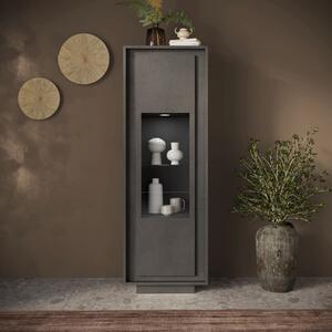 Luna One Door Display Vitrine including LED Spotlight - Black Lava  Finish