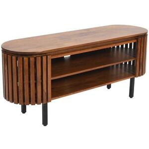 Slatted Dark Mango Wood TV Cabinet Vintage-Style