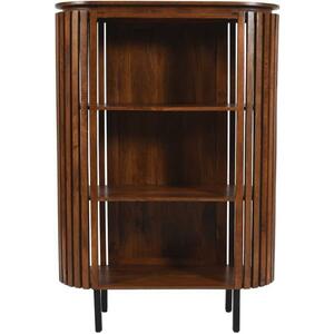 Slatted Dark Mango Wood Bookcase Vintage-Style