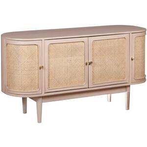 Valencia Solid Mango Wood & Cane 4 Doors Sideboard 