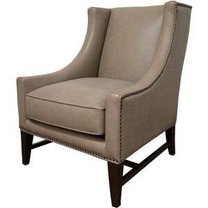 Bella Biscuit Leather Traditional Armchair with Walnut Legs