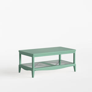 Quebec Coffee Table with Shelf Green Verde Agua Finish