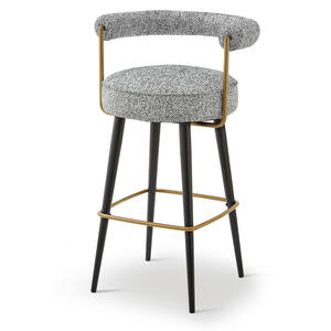 Josephine Bar Stool in Grey or Mustard Fabric