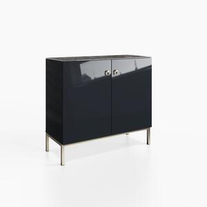 Frank Olsen LYRA 2 Door Tall Sideboard in Midnight Onyx Off-Black with LED Wireless Charging