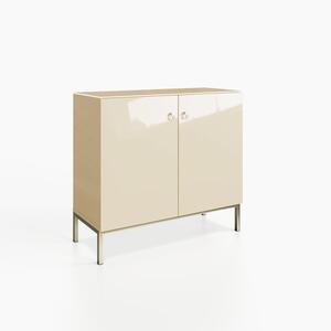 Frank Olsen LYRA 2 Door Tall Sideboard in Alabaster Off-White with LED Wireless Charging