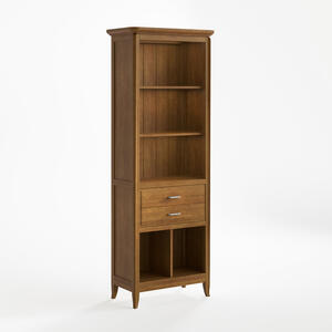 Genova Bookcase with Two Drawers Brown Tabaco Finish