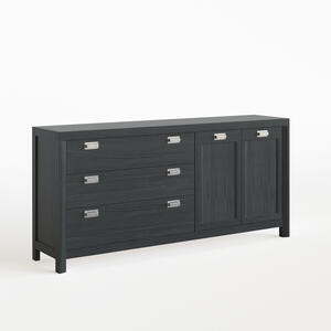 Lyon Three Drawer Two Door Sideboard Black Finish