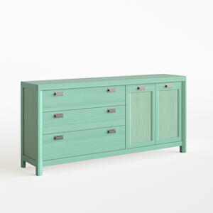 Lyon Three Drawer Two Door Sideboard - Green Verde Agua Finish