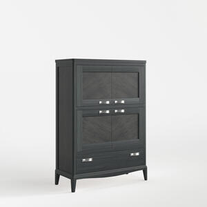 Quebec High Sideboard Four Doors One Drawer  Black Finish