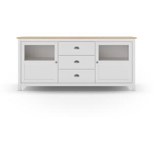 Lucena Large Two Door/Three Drawer Sideboard - Matt White & Waxed Pine