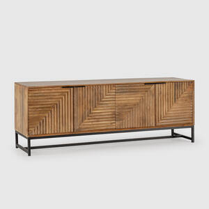 Aragon Four Door TV Stand - Natural Mango Wood and Metal Legs by Andrew Piggott Contemporary Furniture