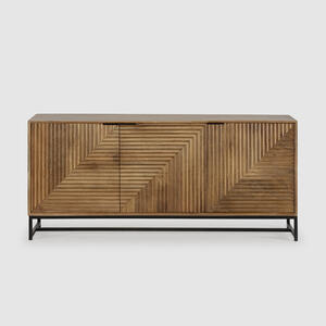 Aragon Three Door Sideboard - Natural Mango Wood and Metal Legs by Andrew Piggott Contemporary Furniture