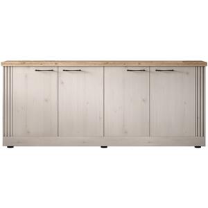 Capri 4 Door Sideboard - Ivory & Natural Oak Finish