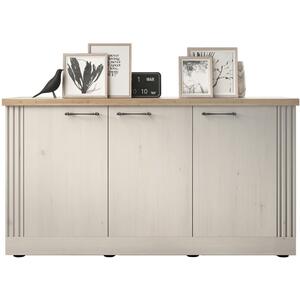 Capri 3 Door Sideboard - Ivory & Natural Oak Finish