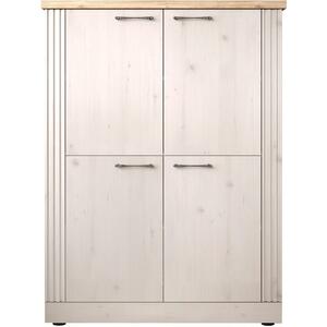 Capri Four Door High Sideboard - Ivory & Natural Oak Finish