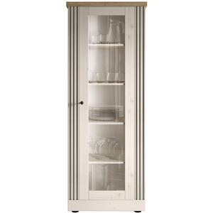 Capri One Door Glass Display Vitrine - Ivory & Natural Oak Finish by Andrew Piggott Contemporary Furniture