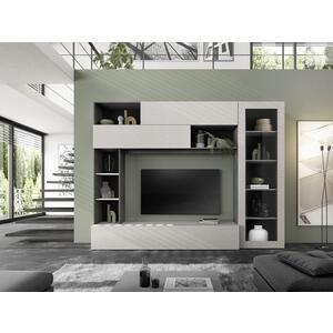 Novara TV and Wall Storage System with Glass Door Grey and Anthracite Finish by Andrew Piggott Contemporary Furniture